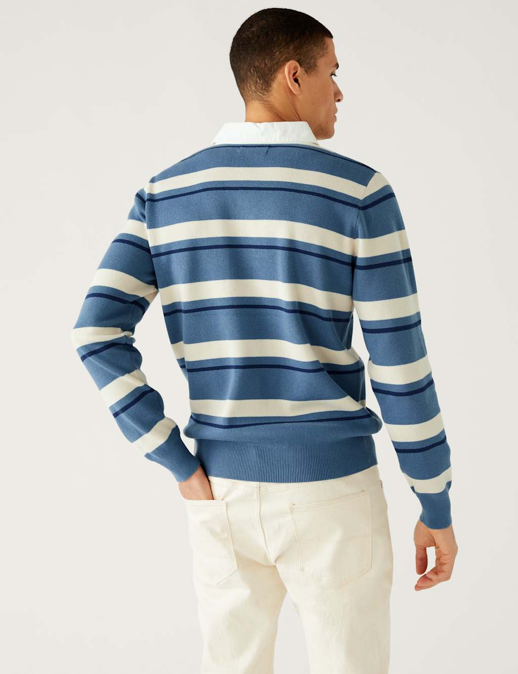 Pure Cotton Striped Knitted Rugby Shirt image 3