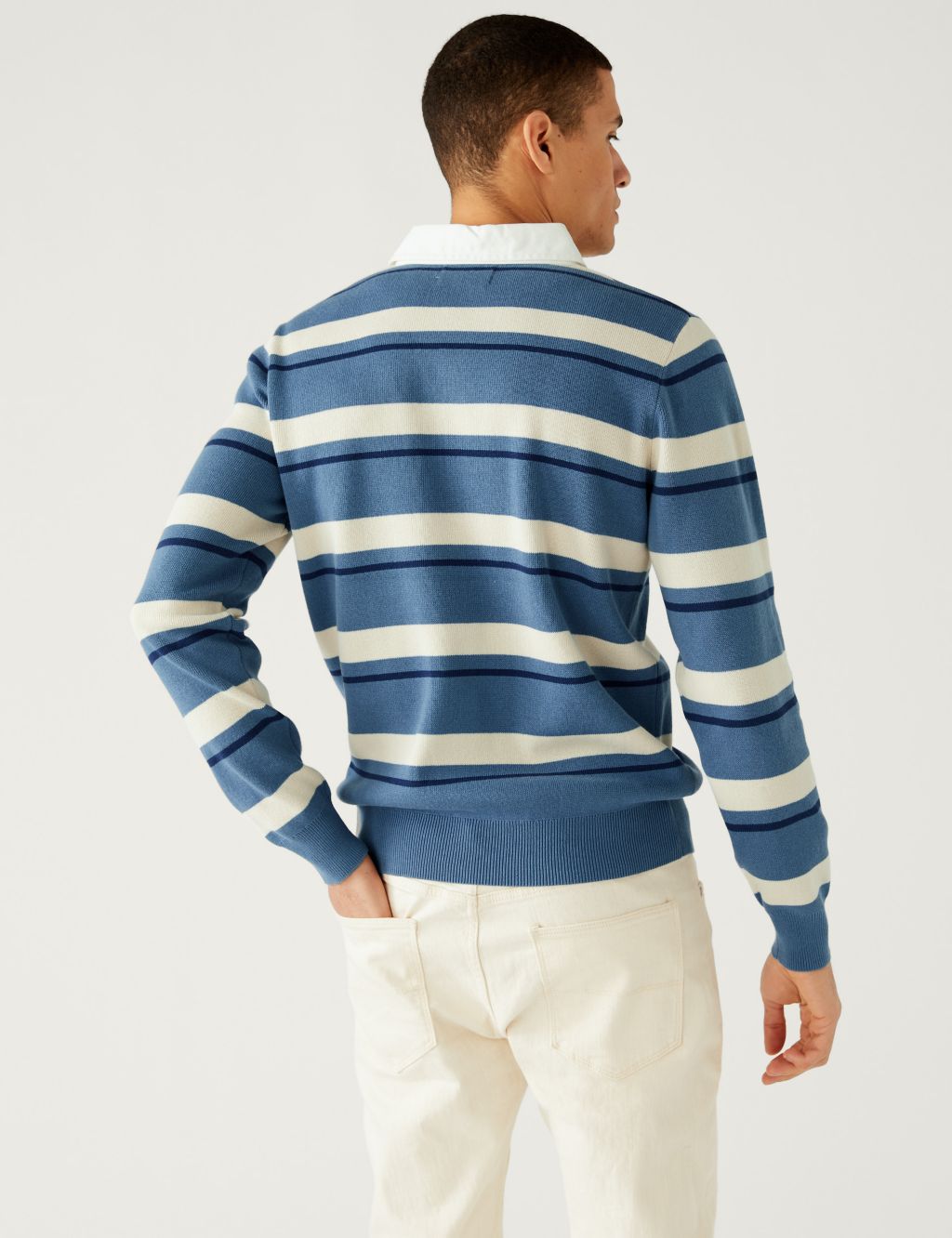 Pure Cotton Striped Knitted Rugby Shirt image 3