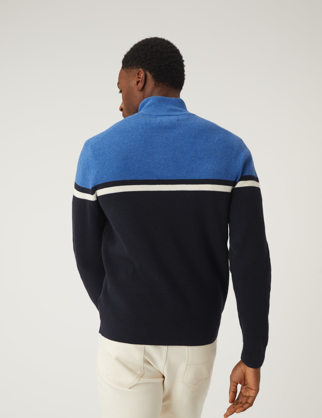 Cotton Blend Ribbed Funnel Neck Jumper image 3