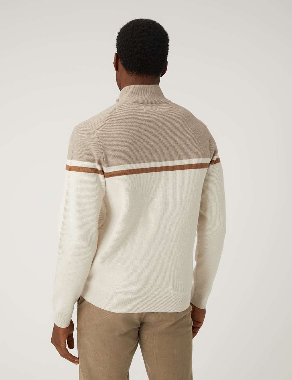Cotton Blend Ribbed Funnel Neck Jumper image 3