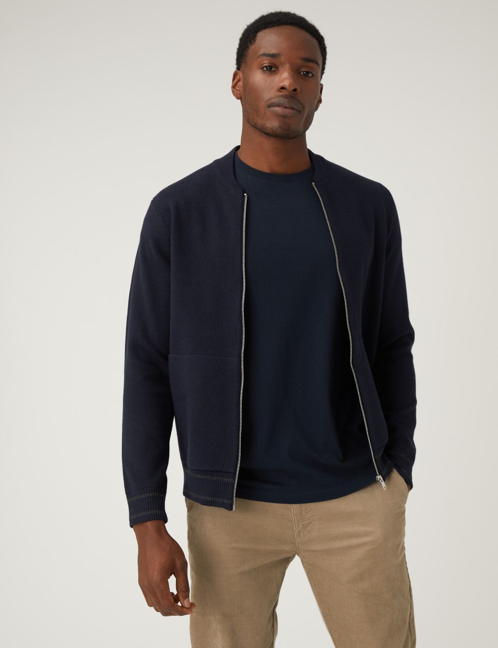 Cotton Blend Knitted Bomber image 4