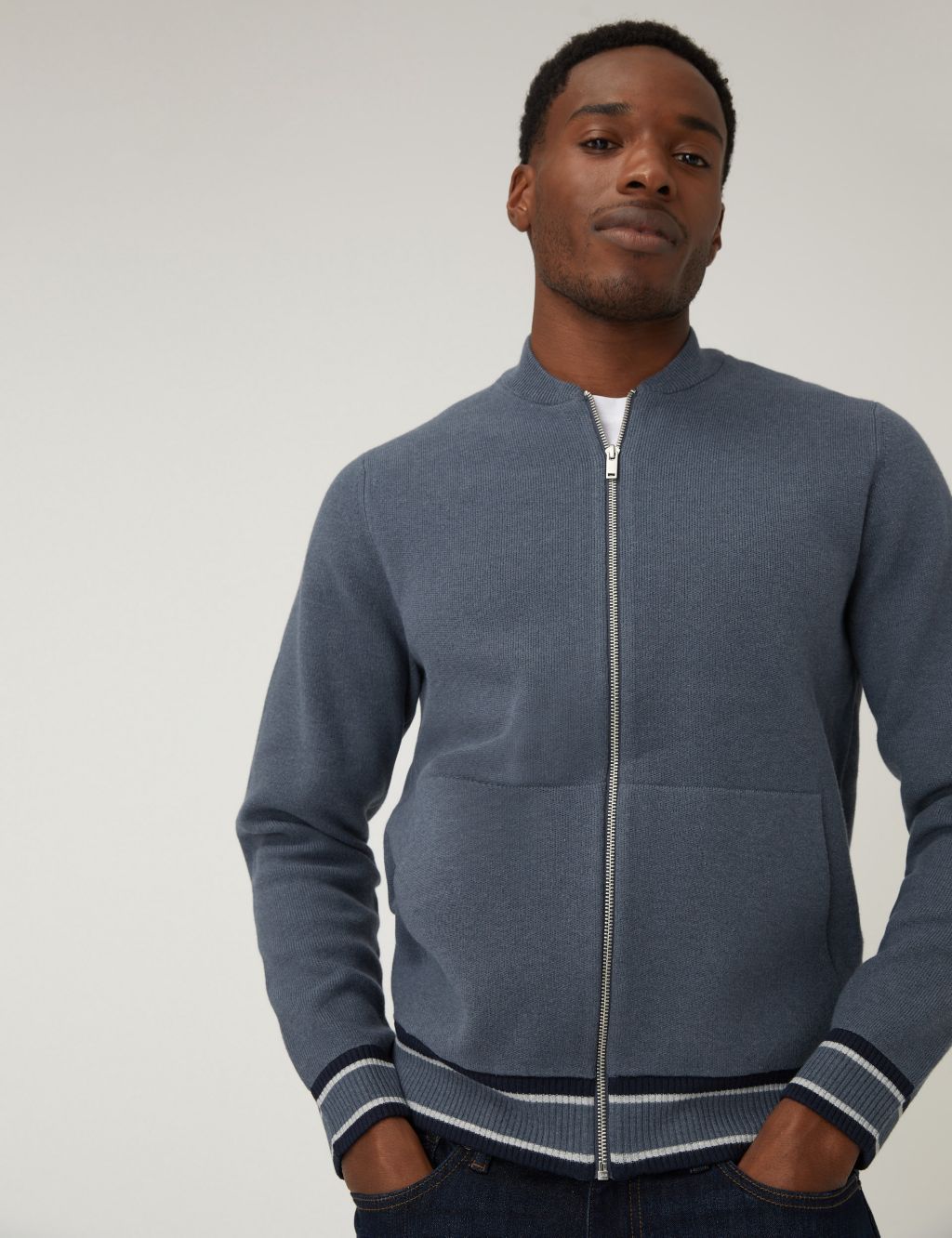 Cotton Blend Knitted Bomber image 1