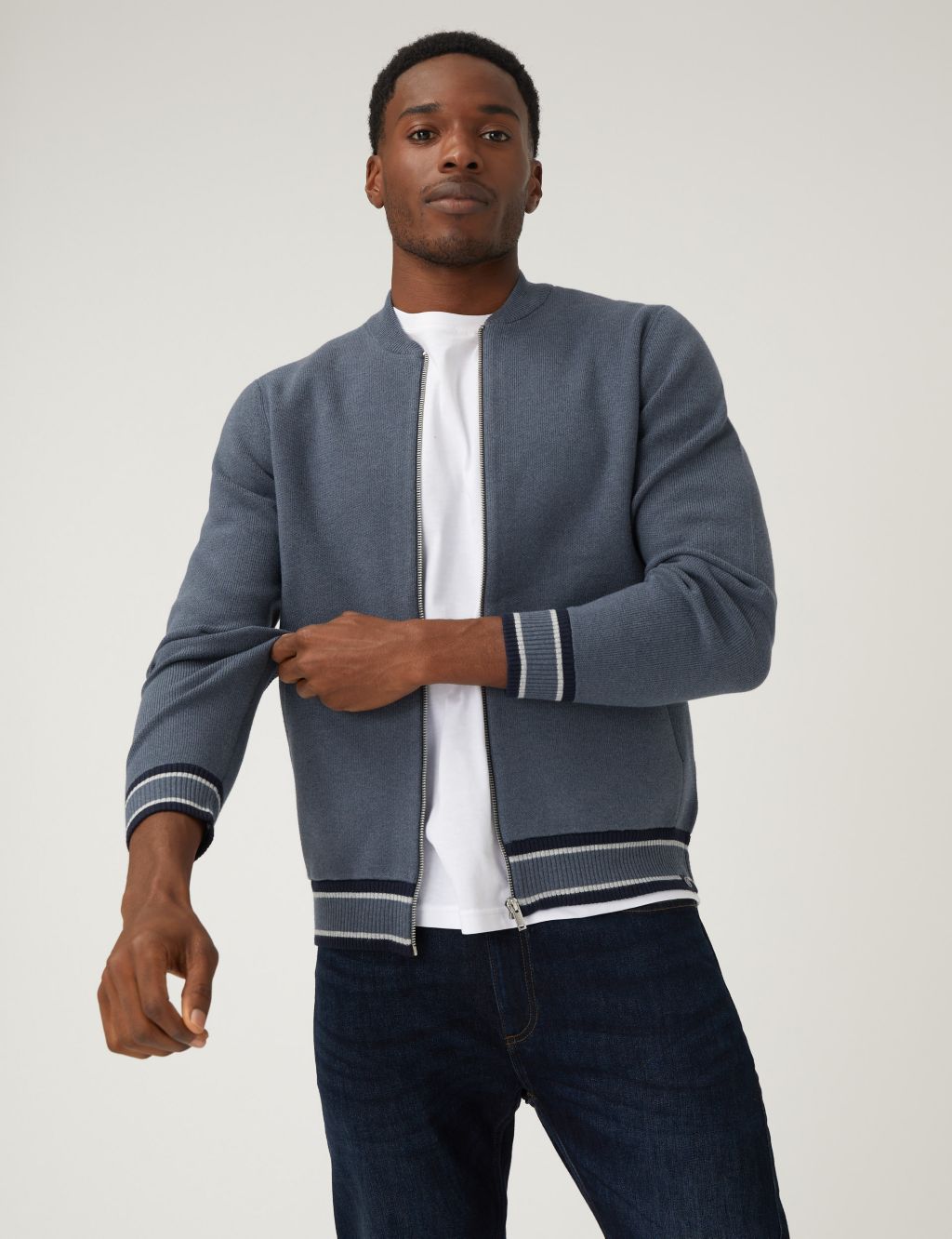 Cotton Blend Knitted Bomber image 2