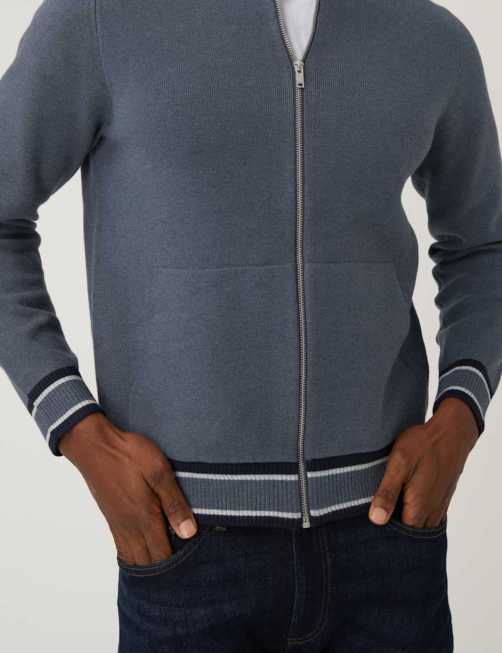 Cotton Blend Knitted Bomber image 3
