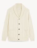 Cotton Blend Ribbed Shawl Collar Cardigan