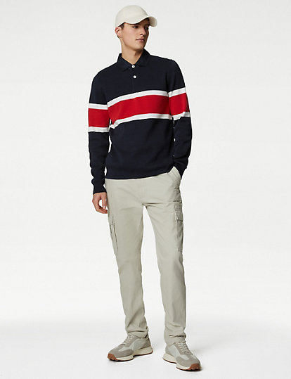 Pure Cotton Striped Knitted Rugby Shirt