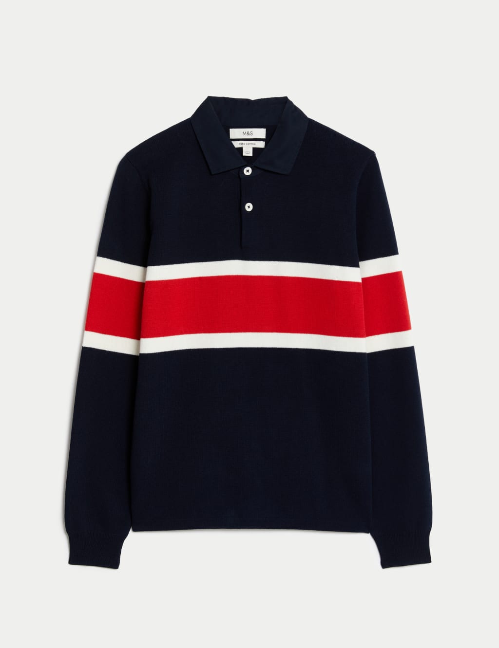 Pure Cotton Striped Knitted Rugby Shirt image 2