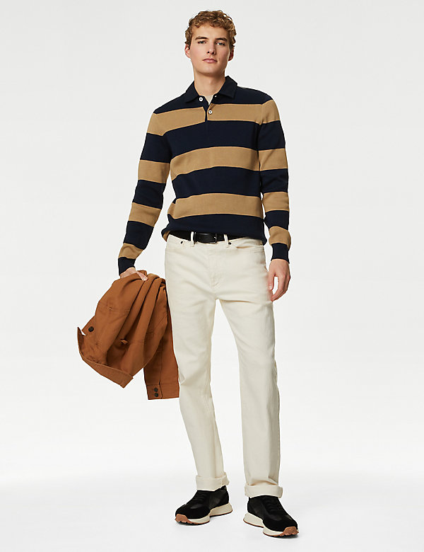 Pure Cotton Striped Knitted Rugby Shirt - DK
