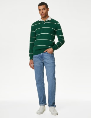 Pure Cotton Striped Knitted Rugby Shirt - SE