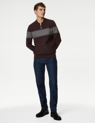 Ae stripe pocket outlet crew neck sweater