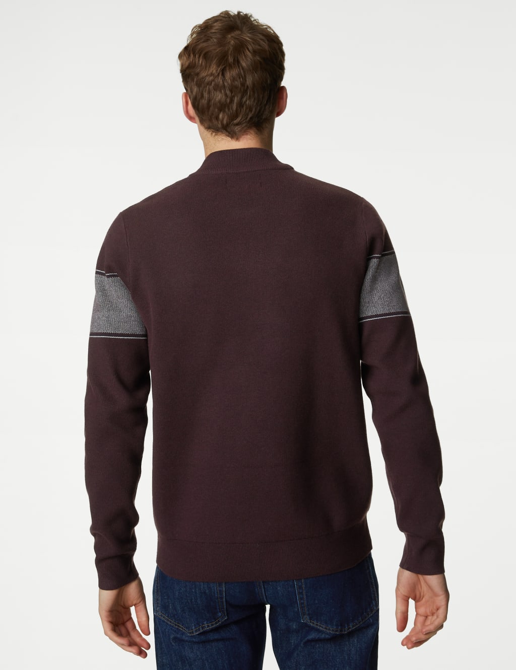 Cotton Blend Block Stripe Zip Up Jumper image 5