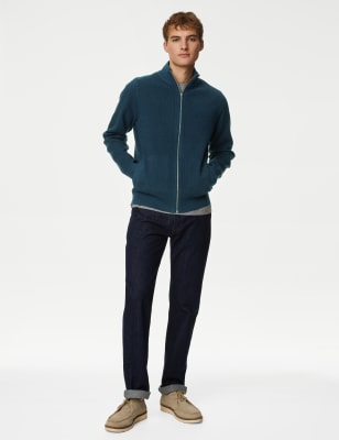 Cotton Blend Funnel Neck Zip Up Jumper | M&S US