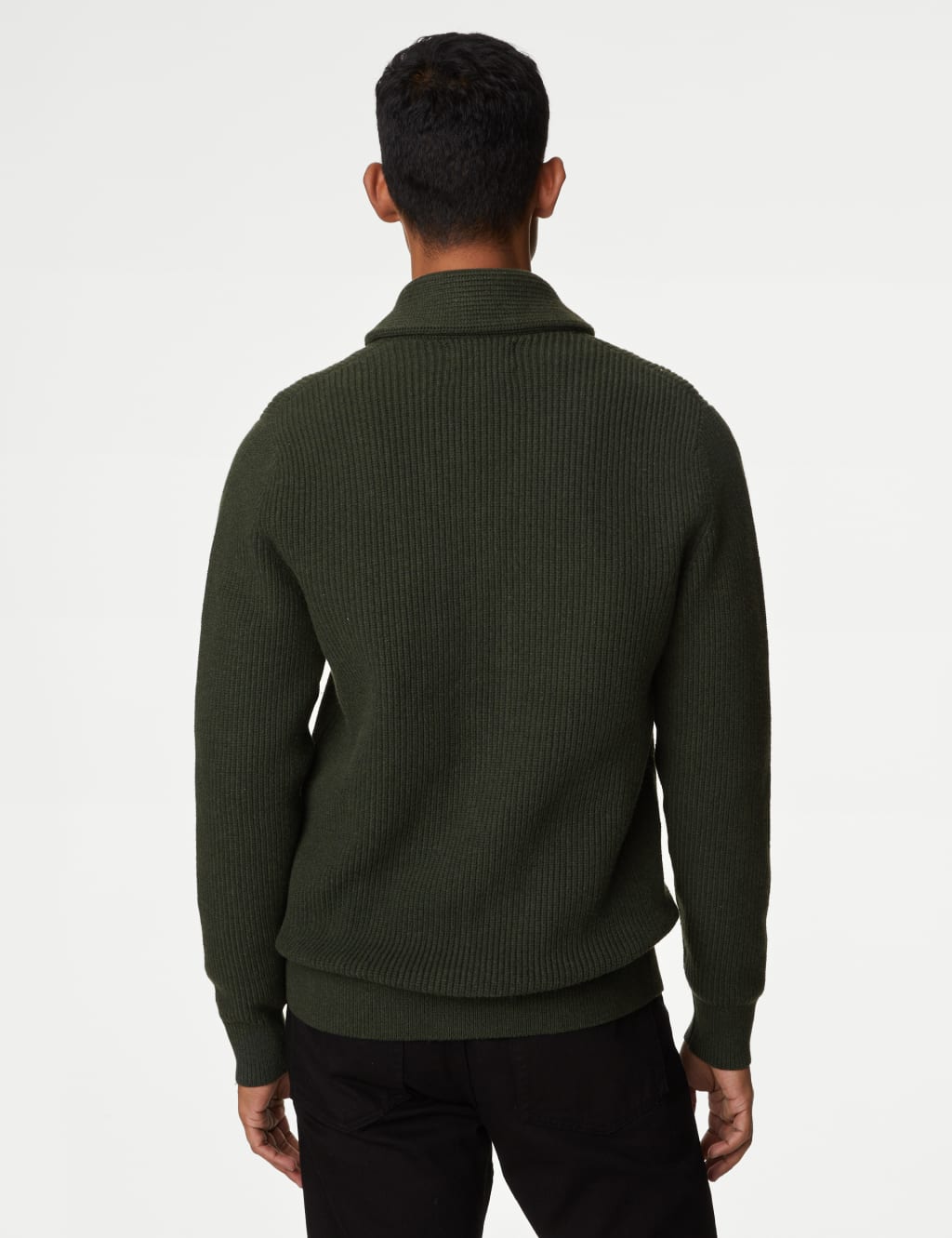 Cotton Blend Textured Shawl Collar Cardigan image 4