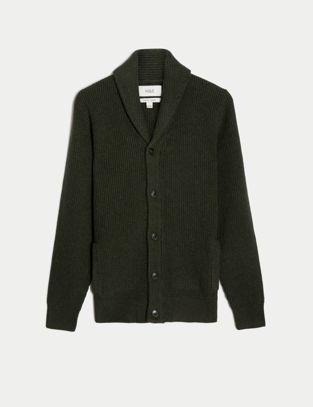 Cotton Blend Textured Shawl Collar Cardigan image 2