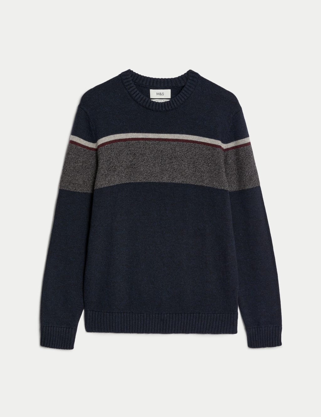 Lambswool Blend Striped Crew Neck Jumper image 1