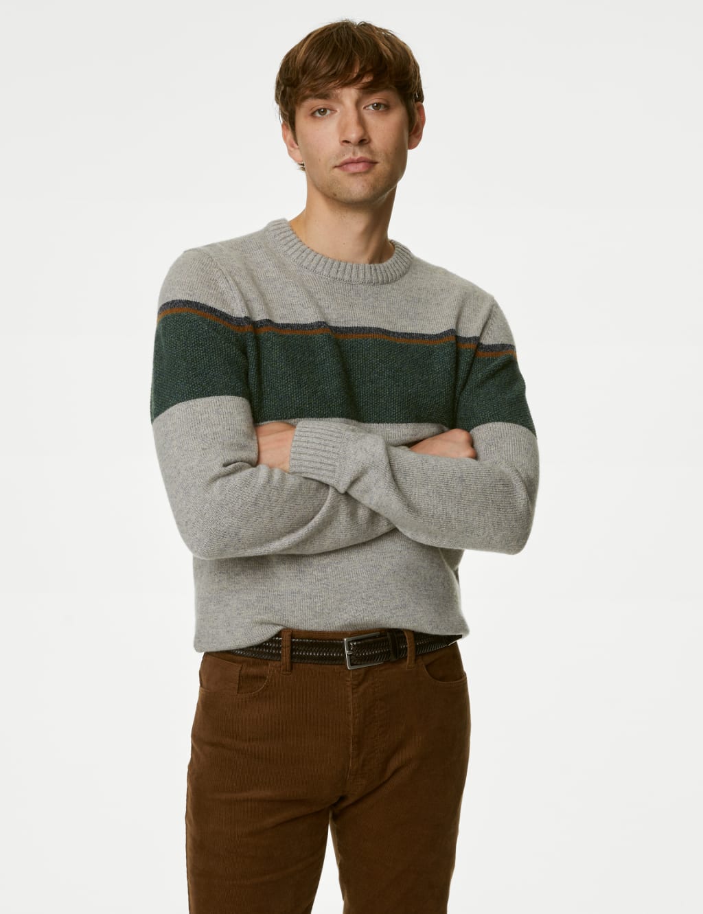 Lambswool Blend Striped Crew Neck Jumper image 1