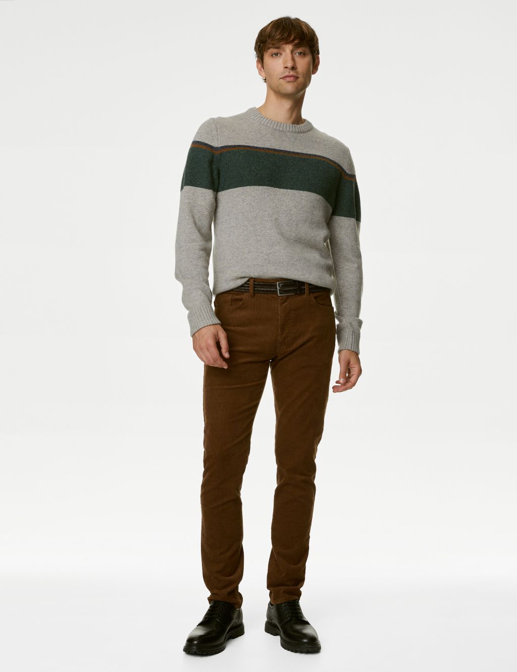 Lambswool Blend Striped Crew Neck Jumper image 3