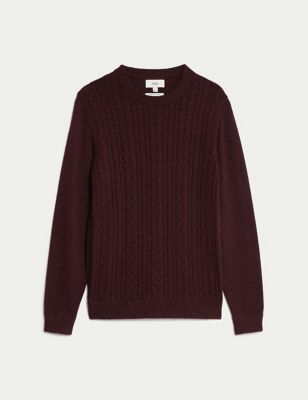 Lambswool Blend Cable Crew Neck Jumper