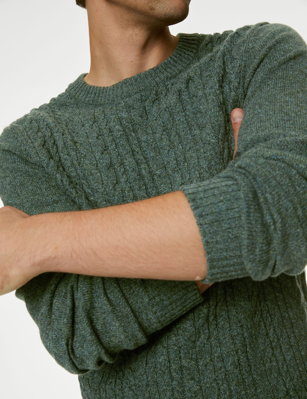 Lambswool Blend Cable Crew Neck Jumper image 3
