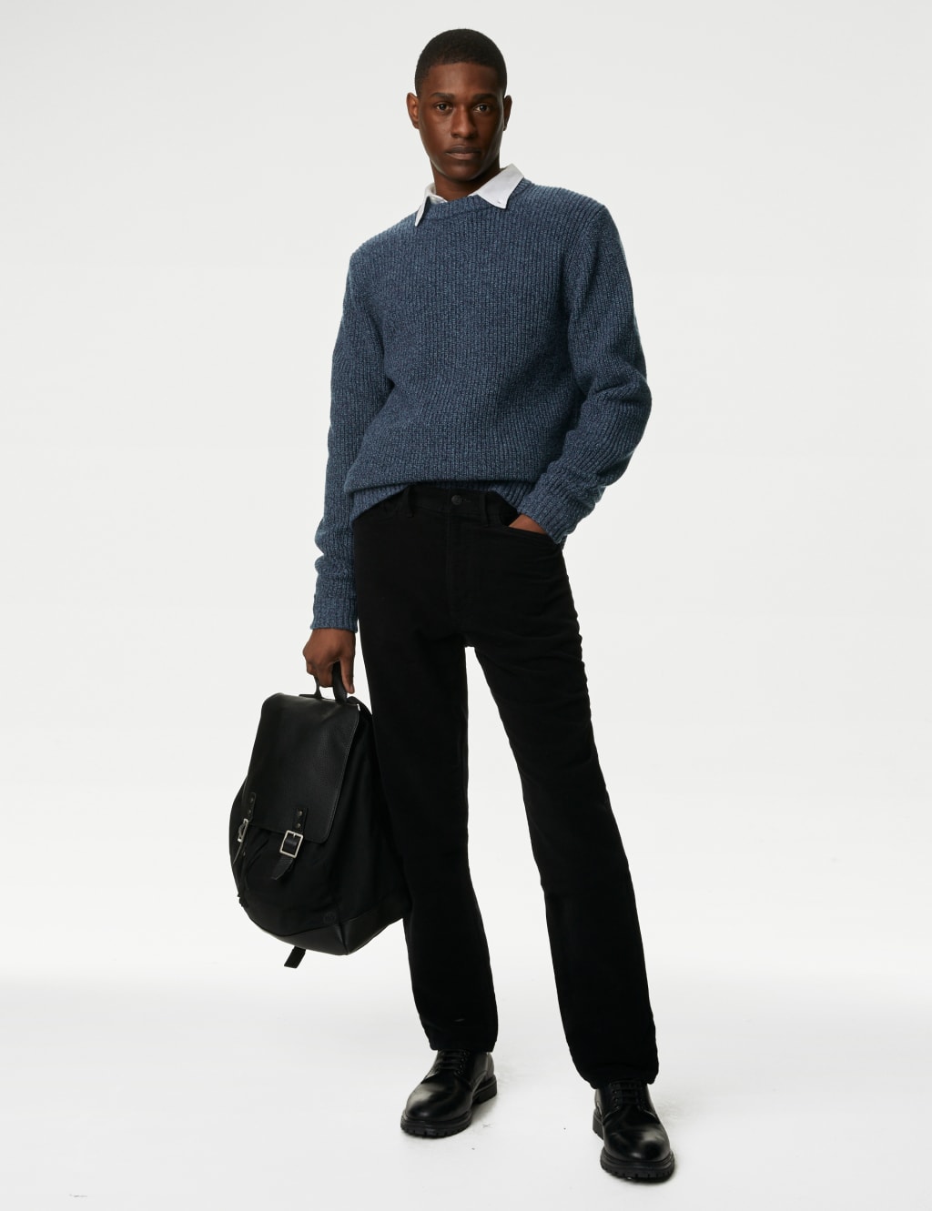 Lambswool Blend Textured Crew Neck Jumper image 1