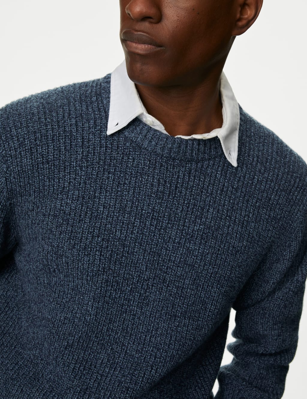 Lambswool Blend Textured Crew Neck Jumper image 3