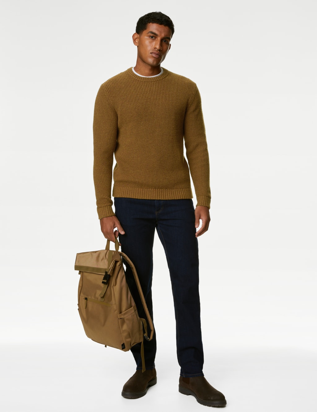 Lambswool Blend Textured Crew Neck Jumper image 3