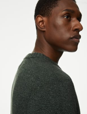 

Mens M&S Collection Lambswool Blend Crew Neck Jumper - Green Mix, Green Mix