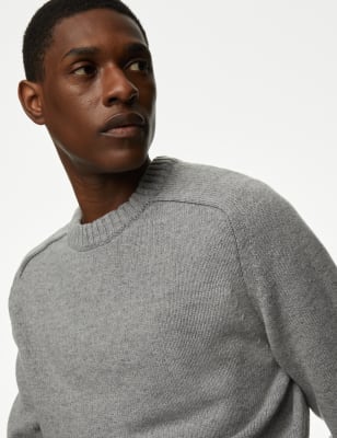 

Mens M&S Collection Lambswool Blend Crew Neck Jumper - Charcoal, Charcoal