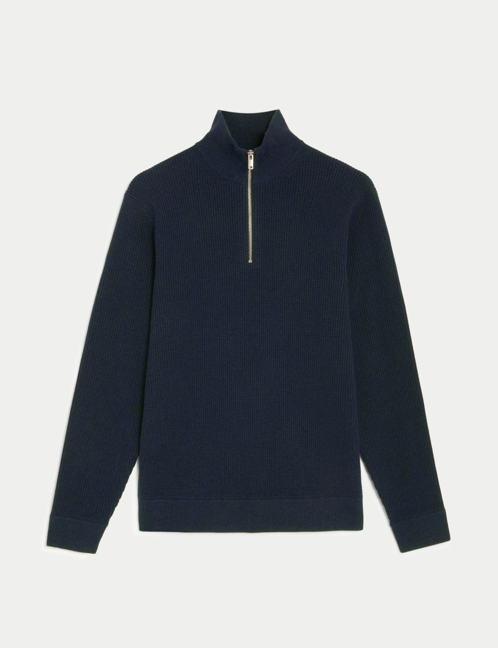 Cotton Blend Textured Half Zip Jumper image 2
