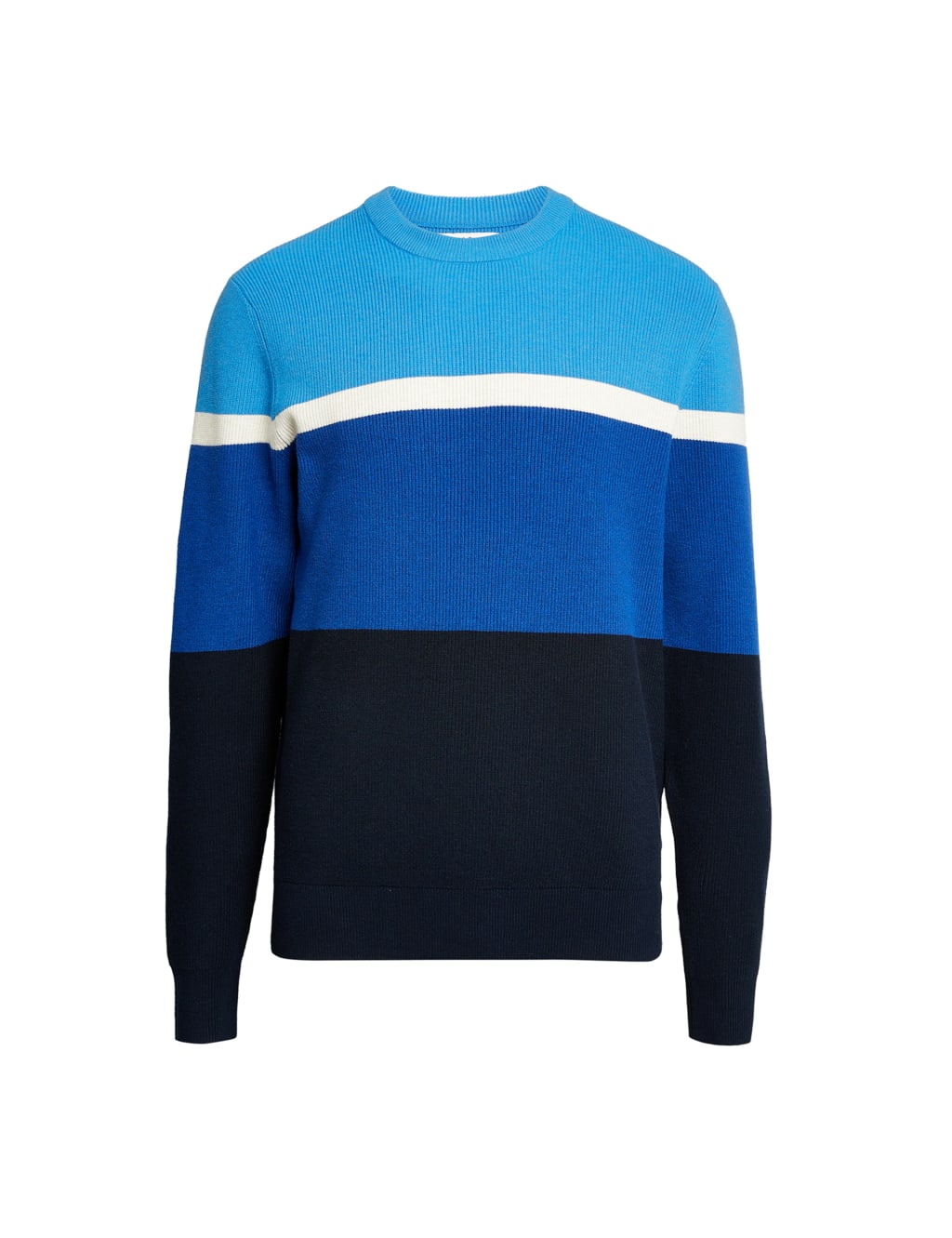 Cotton Blend Block Stripe Crew Neck Jumper image 2
