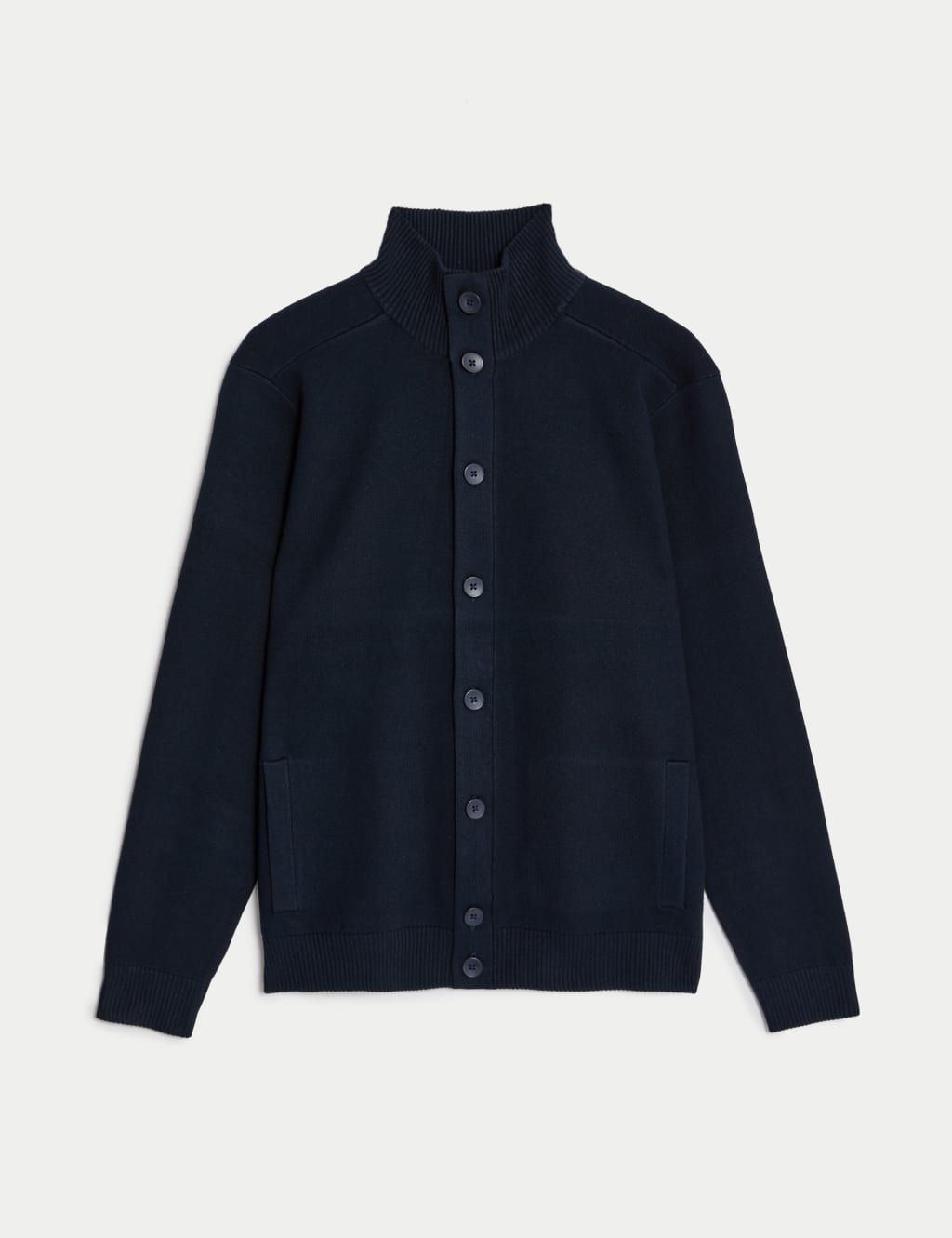 Cotton Blend Funnel Neck Knitted Jacket image 2