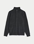 Cotton Blend Funnel Neck Knitted Jacket