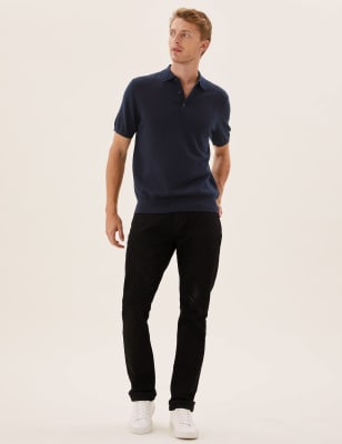 

M&S Collection Polo de punto 100% lana de merinoMens - Navy, Navy