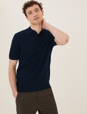 

M&S Collection Polo 100% lana de merino extrafinaMens - Navy, Navy