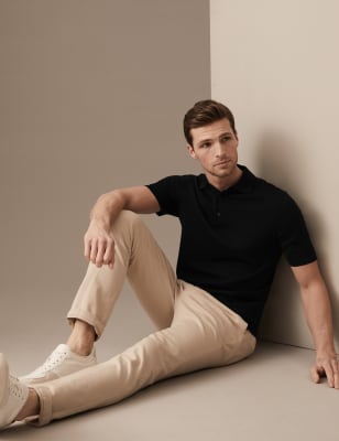 

Mens Autograph Extrafein gestricktes Poloshirt aus reiner Merinowolle - Black, Black