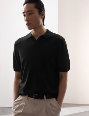 Pure Extra Fine Merino Wool Knitted Polo Shirt