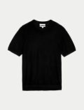 T-shirt en maille 100&nbsp;% laine de mérinos extra-fine