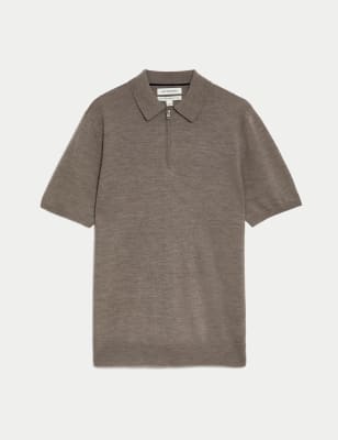 Pure Extra Fine Merino Wool Knitted Polo Shirt | Autograph | M&S