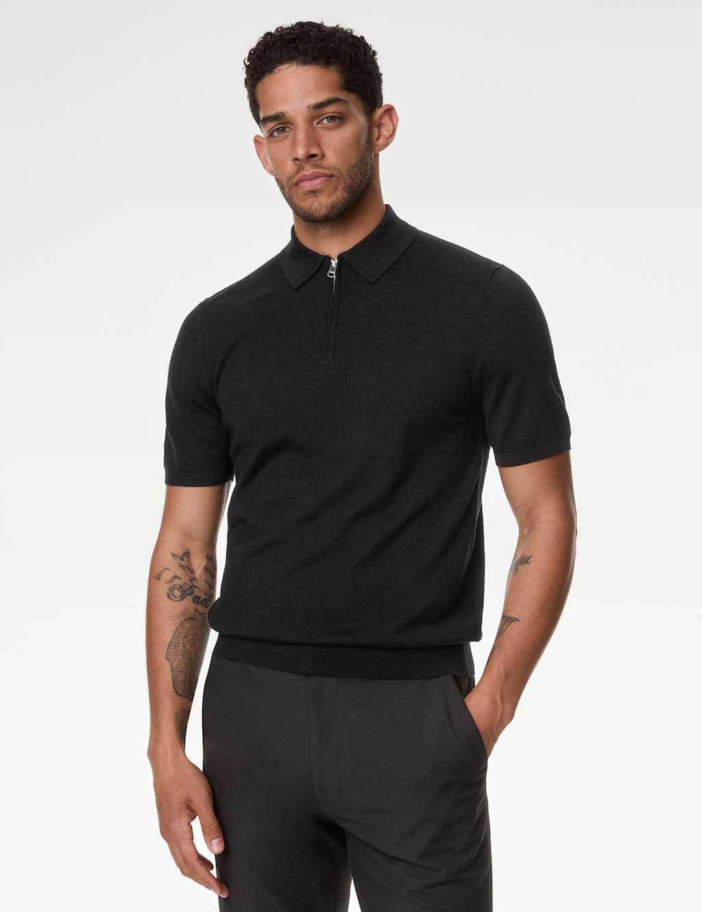 Pure Extra Fine Merino Wool Knitted Polo Shirt