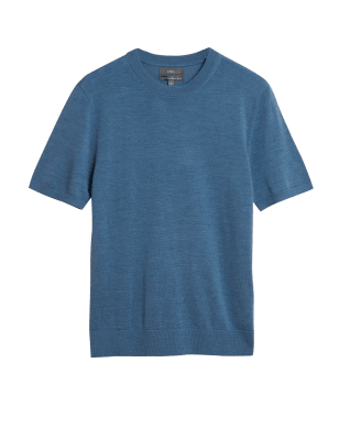 

M&S Collection Camiseta de punto 100% lana de merino extrafinaMens - Denim, Denim