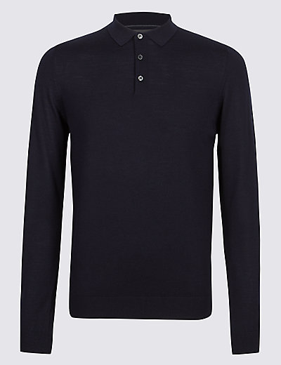 Pure Merino Wool Polo Shirt | M&S