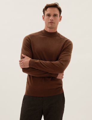 

Mens M&S Collection Pure Merino Wool Knitted Polo Shirt - Spice, Spice