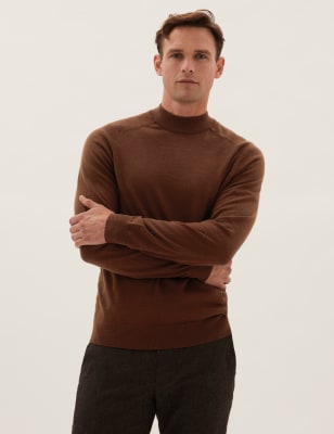 

Mens M&S Collection Gestricktes Poloshirt aus reiner Merino-Wolle - Spice, Spice