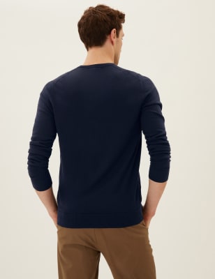 

Mens M&S Collection 2er-Pack Pullover aus reiner Merinowolle mit V-Ausschnitt - Navy, Navy