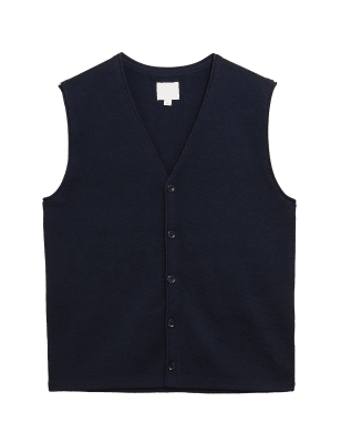 

Mens M&S Originals Kippax Pure Merino Wool Knitted Waistcoat - Navy, Navy