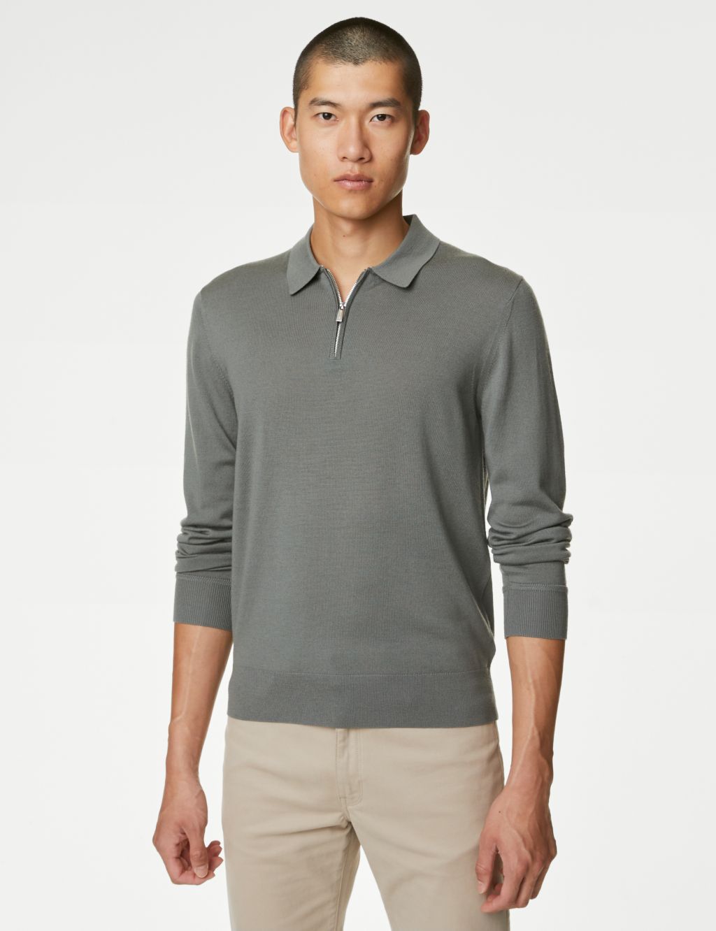 Pure Extra Fine Merino Wool Knitted Polo image 1