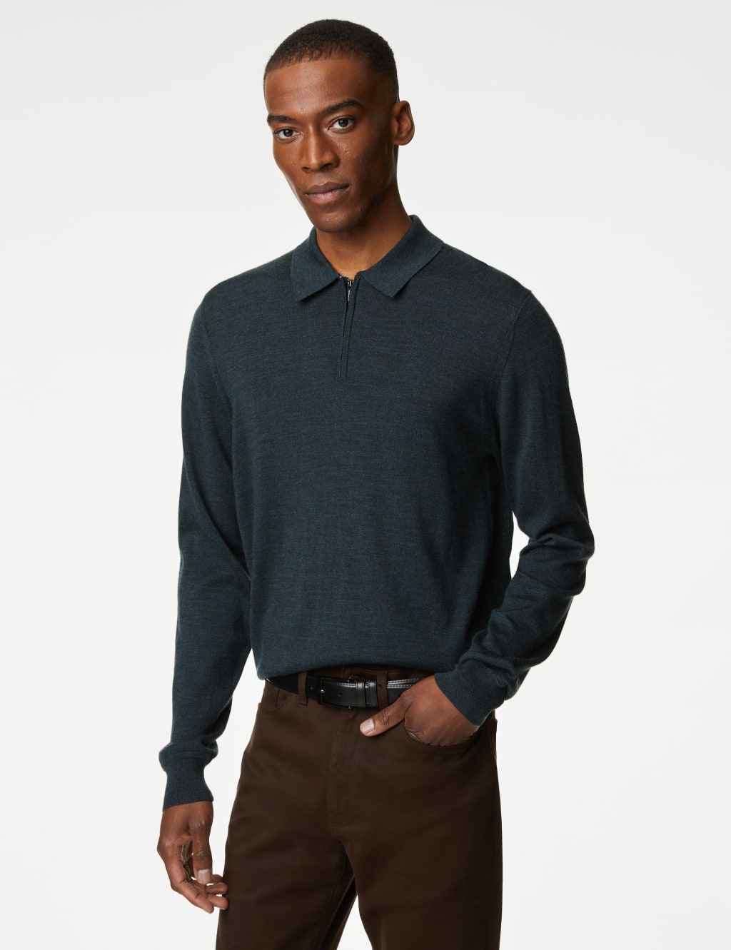 Pure Extra Fine Merino Wool Knitted Polo image 3