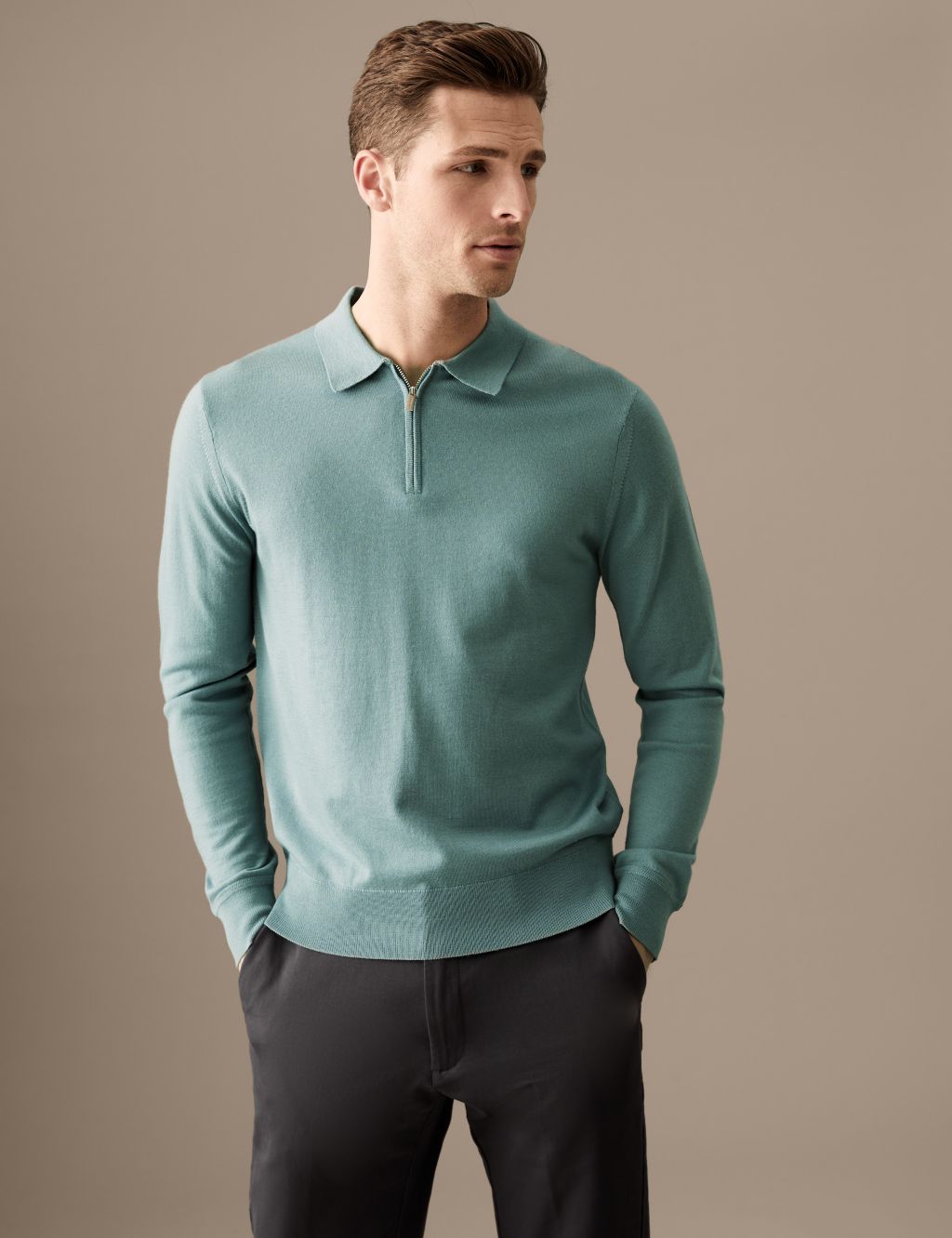 Pure Extra Fine Merino Wool Knitted Polo image 2