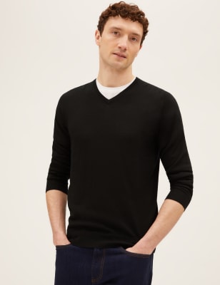 Pure Extra Fine Merino V-Neck Jumper | M&S US