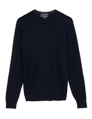 

Mens M&S Collection Pure Extra Fine Merino Crew Neck Jumper - Navy, Navy